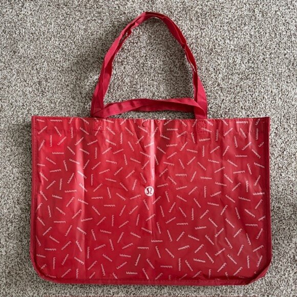 LULULEMON Extra Large Red Reusable Shopping Tote Bag XL - Picture 4 of 11